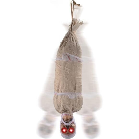 35" Halloween Animated Hanging Corpse with LED Light Up Eyes & Sound Effect - Picture 1 of 8